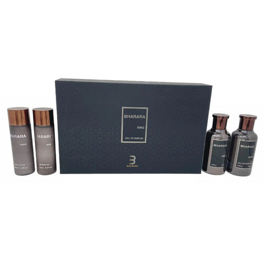 BHARARA KING – 4‑Piece Premium Gift Set (3.4 oz EDP + 3.4 oz After‑Shave + 5 oz Lotion & Gel)